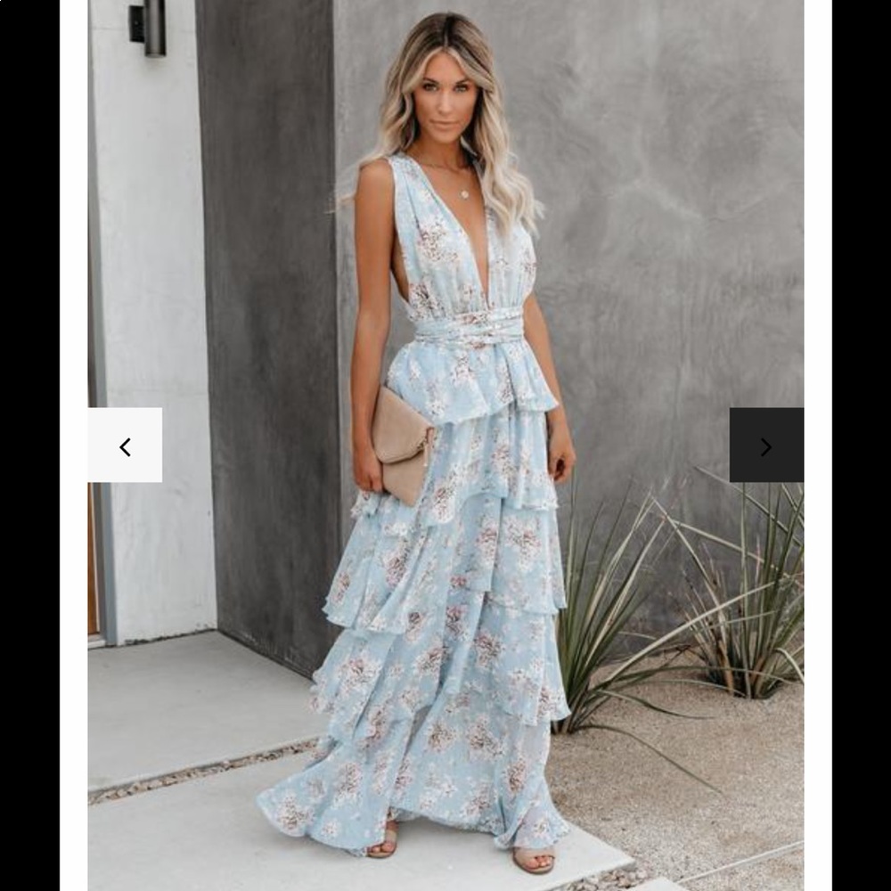 Vici Up+Coming Tiered Adjustable Halter MaxiDress